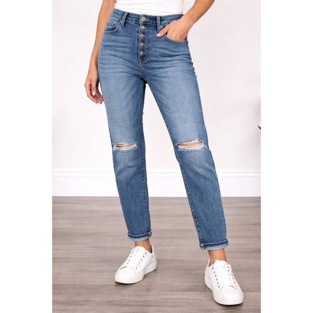 7 For All Mankind Josefina High Waist Jeans Distressed Button Fly Women’s 28